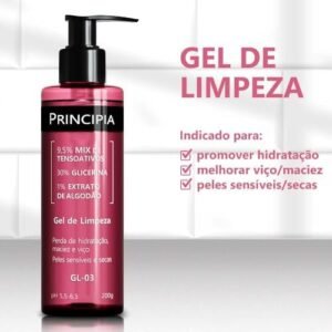 Gel de Limpeza Facial Hidratante Principia 9,5% Tensoativos + 30% Glicerina + 1% Extrato de Algodão GL-03 com 200g | .br