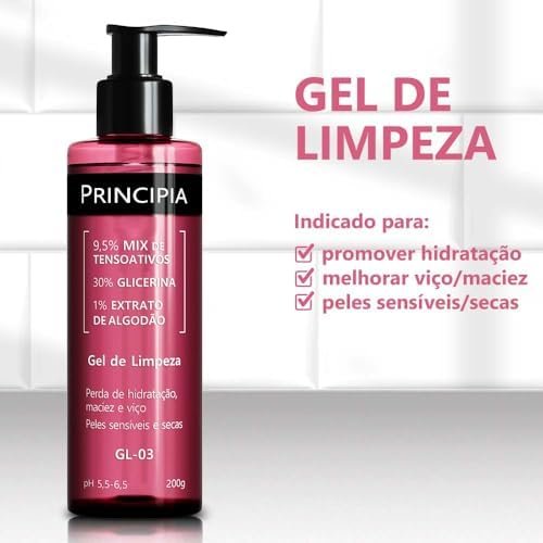 Gel de Limpeza Facial Hidratante Principia 9,5% Tensoativos + 30% Glicerina + 1% Extrato de Algodão GL-03 com 200g | .br 2 Gel de Limpeza Facial Hidratante Principia 9,5% Tensoativos + 30% Glicerina + 1% Extrato de Algodão GL-03 com 200g | .br - Imagem 2