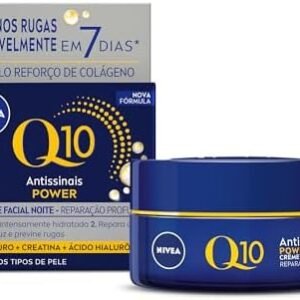 NIVEA Creme Facial Antissinais Q10 Power Noite 49g, Reduz Rugas, Reparação Noturna, Hidratação, Ácido Hialurônico, Cuidado Facial Noturno | .br