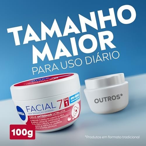 NIVEA Creme Facial Antissinais Ultraleve 7 em 1 100g, Previne Envelhecimento, Reduz Linhas Finas, Hidratação 48h, Antioxidantes, Cuidado Facial 7 NIVEA Creme Facial Antissinais Ultraleve 7 em 1 100g, Previne Envelhecimento, Reduz Linhas Finas, Hidratação 48h, Antioxidantes, Cuidado Facial - Imagem 7