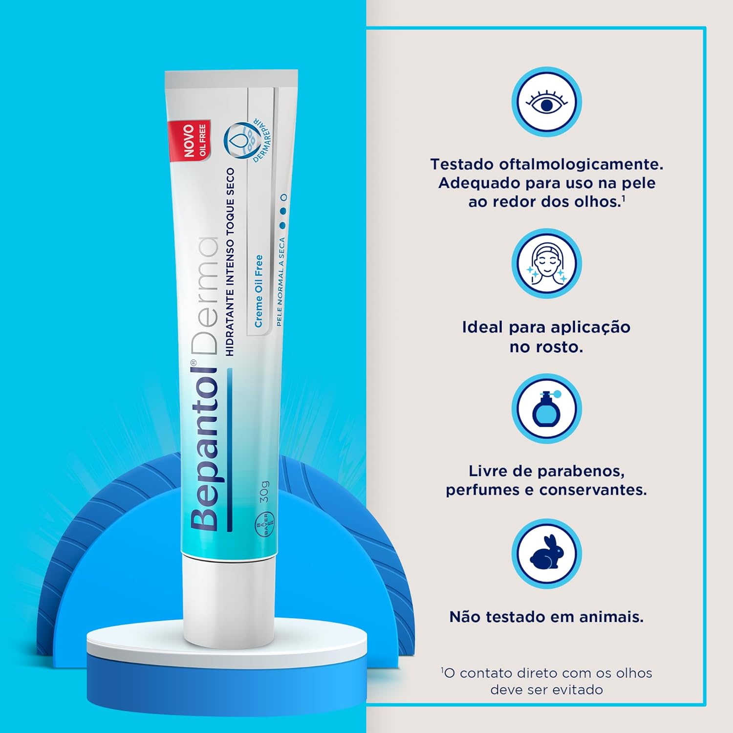 Bepantol Derma Toque Seco no rosto