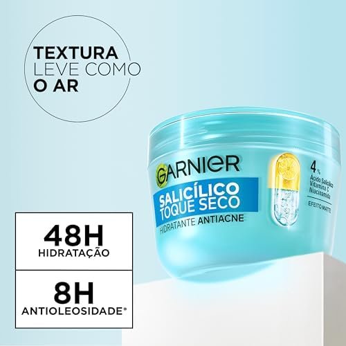 Garnier Hidratante Facial Antiacne Toque Seco com Ácido Salicílico, Uniformiza a Pele, Reduz Imperfeições e Controla a Oleosidade e Brilho por 8 Horas, 85g 4 Garnier Hidratante Facial Antiacne Toque Seco com Ácido Salicílico, Uniformiza a Pele, Reduz Imperfeições e Controla a Oleosidade e Brilho por 8 Horas, 85g - Imagem 4